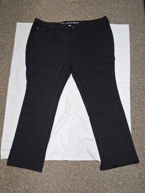 Belle by Kim Gravel Flexible Curvy Ankle Slit Straight Jeans Plus Petite 32 BLK